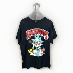 Rick and Morty Backwoods 5 Cigars Black T-Shirt Size Large
